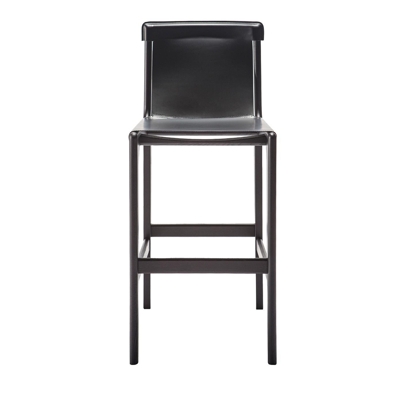 Burano/sg 30 Tabouret de bar en cuir noir par Balutto Associati Neuf - En vente à Milan, IT