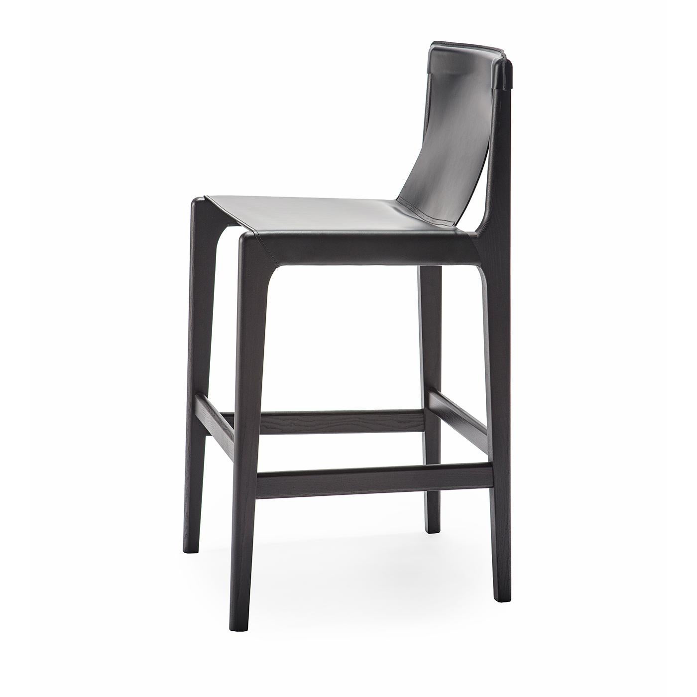 XXIe siècle et contemporain Burano/sg 30 Tabouret de bar en cuir noir par Balutto Associati en vente