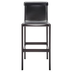 Burano/sg 30 Black Leather Bar Stool by Balutto Associati