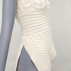 BURBERRY 100% cashmere cream one shoulder mixed cable knit pullover sweater XS