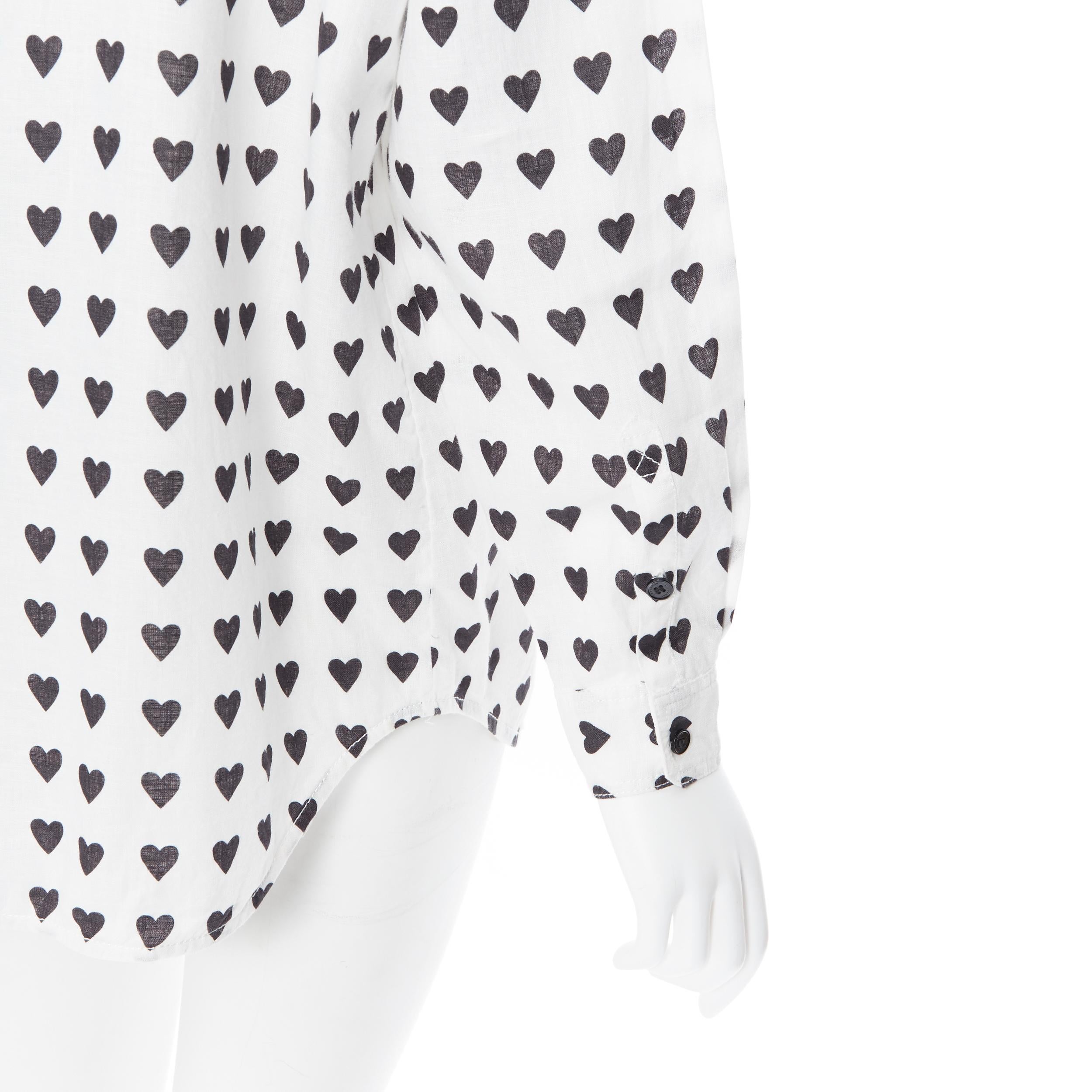 Women's BURBERRY 100% cotton white black heart print regulat fit casual shirt L