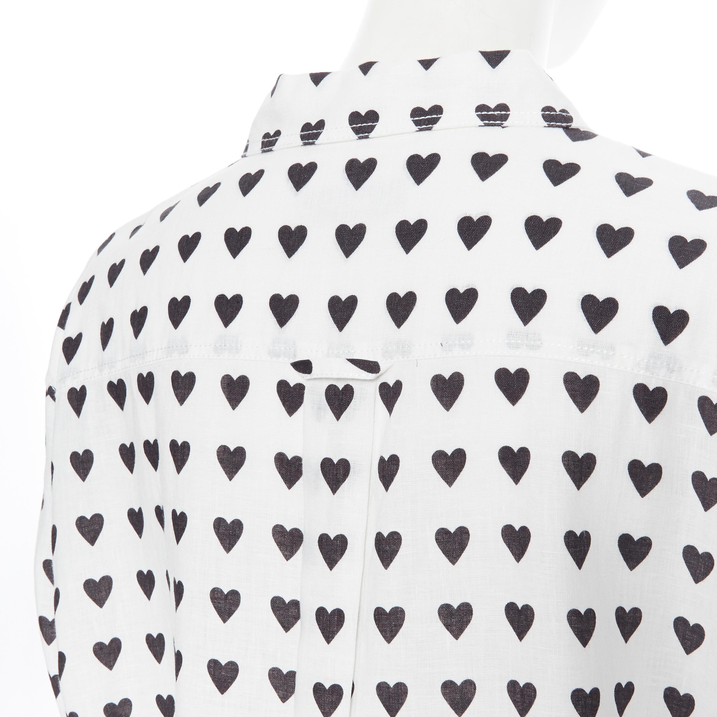 BURBERRY 100% cotton white black heart print regulat fit casual shirt L 1