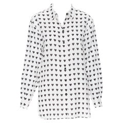 BURBERRY 100% cotton white black heart print regulat fit casual shirt L