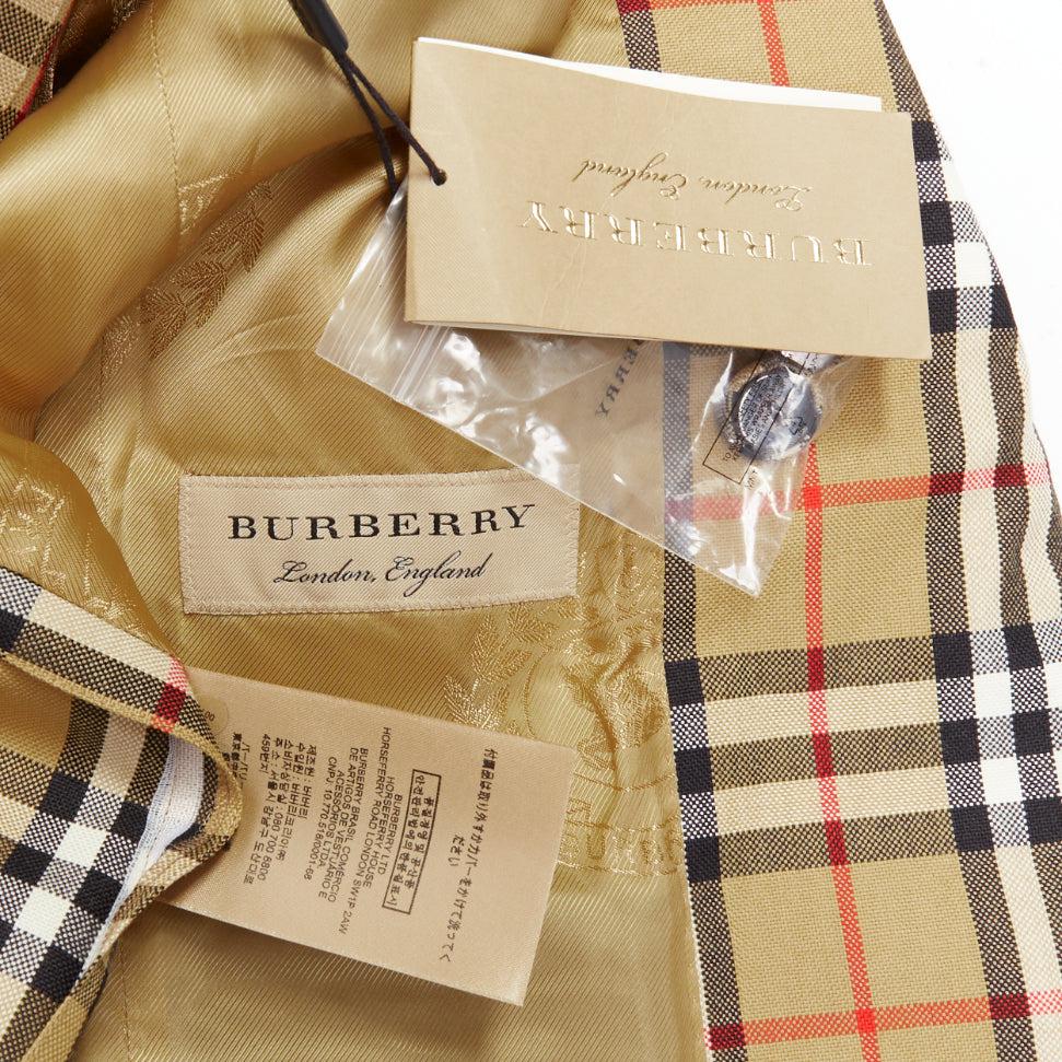 BURBERRY 100% Wolle braun House Check einreihiger Blazer Jacke IT36 XXS im Angebot 4