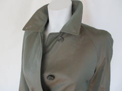 BURBERRY 1980s Vintage Green Cotton Trench Coat Small