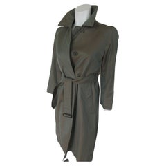 BURBERRY 1980s Vintage Green Cotton Trench Coat Small