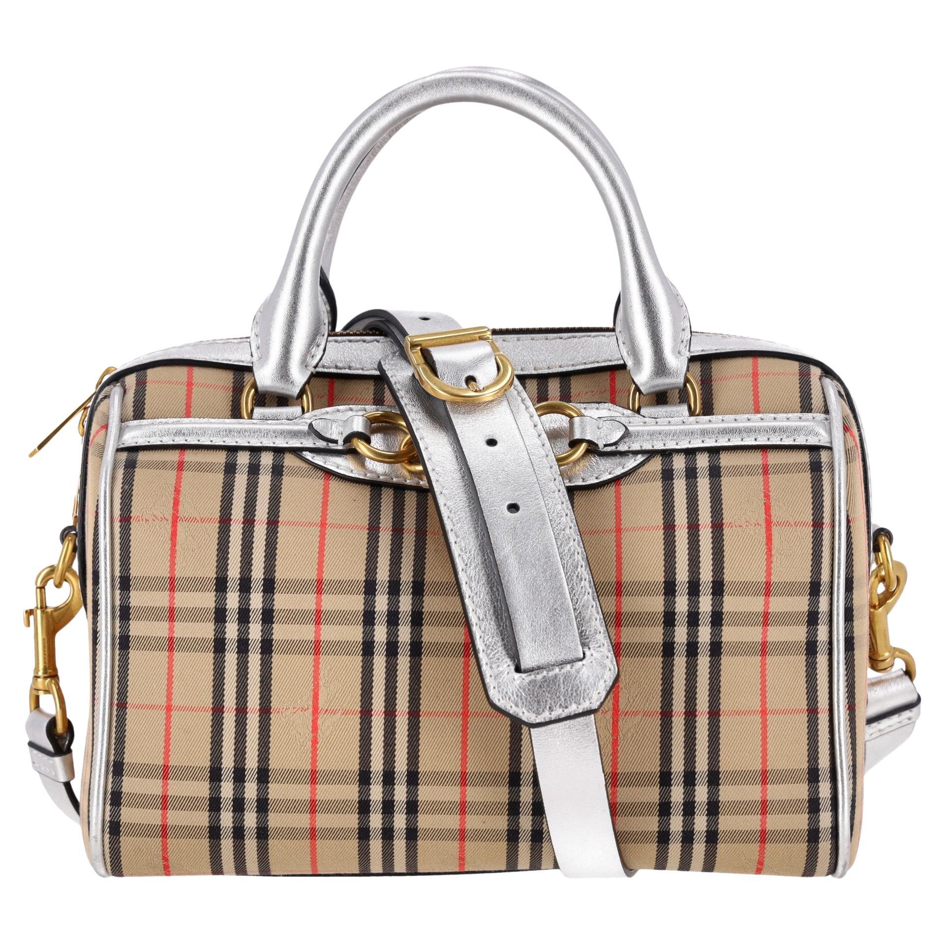 Burberry 1983 Nova Check Chain Link Bowling Bag For Sale