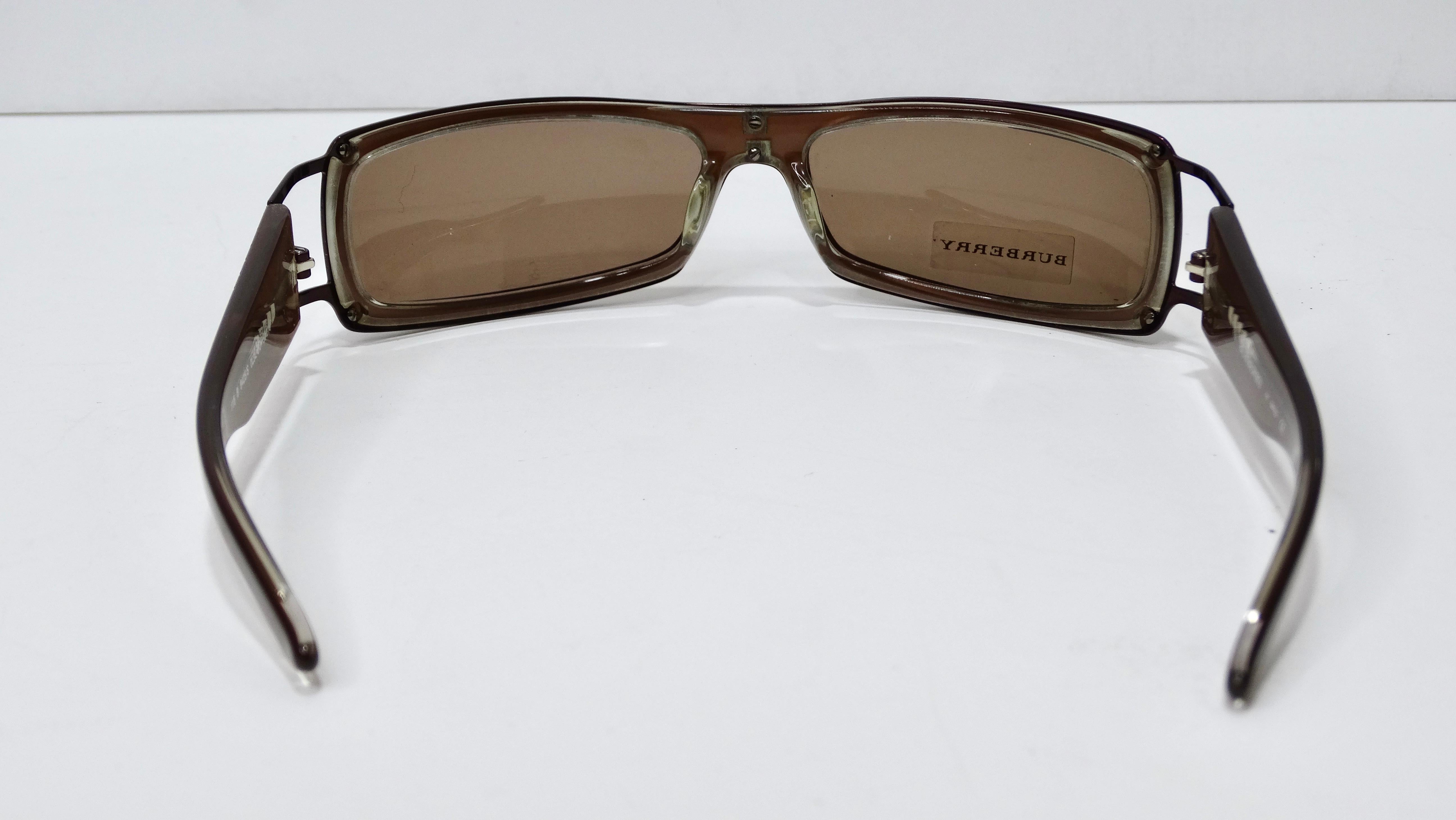 Brown Burberry 1990's Bronze Rectangular Sunglasses For Sale