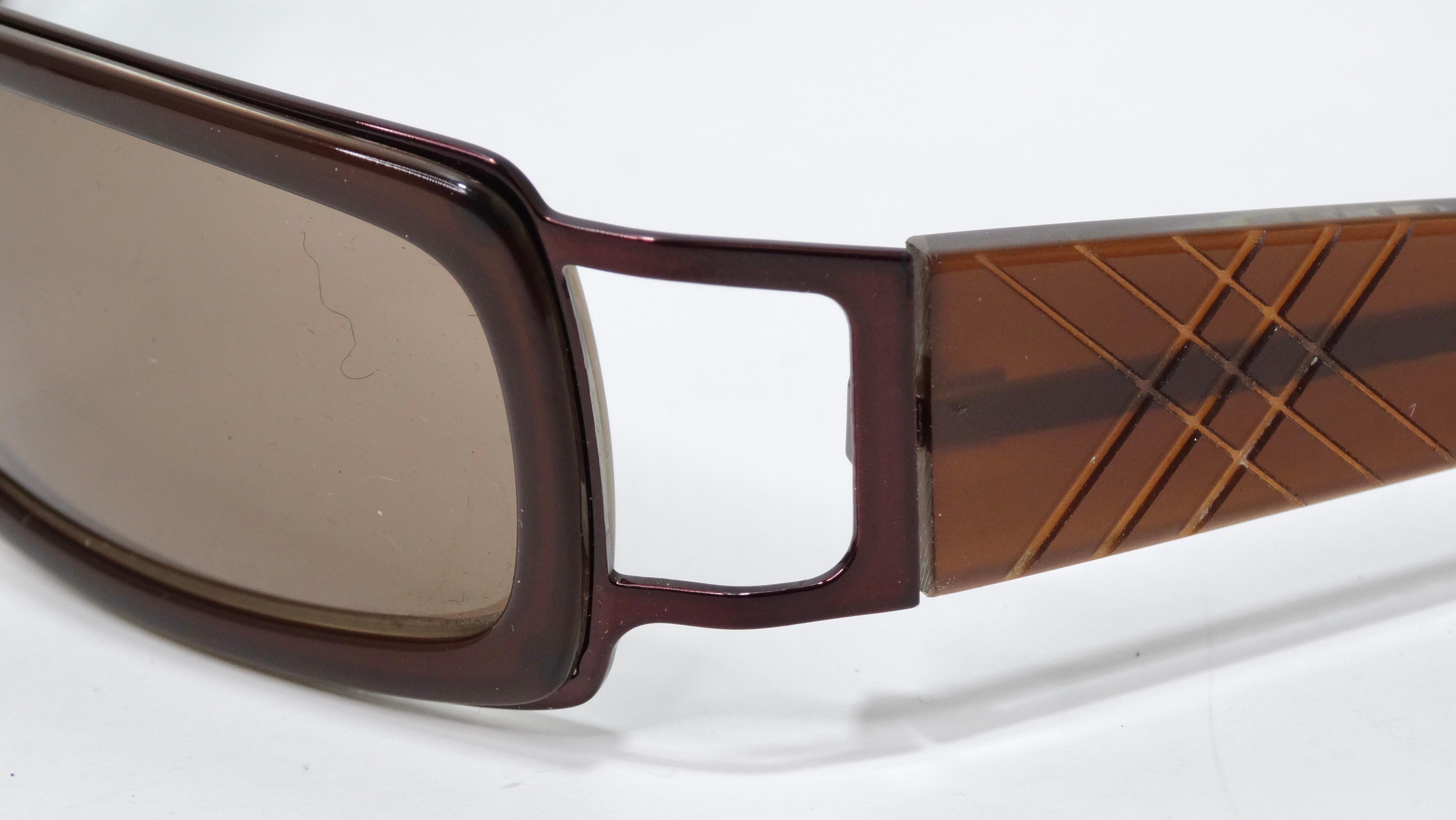 Burberry 1990's Bronze Rectangular Sunglasses For Sale 1