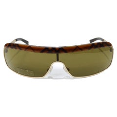 Retro Burberry 1990's Patterned Shield Sunglasses 
