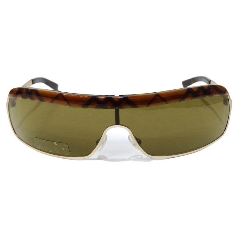 Burberry 1990's Patterned Shield Sunglasses For Sale at 1stDibs | burberry shield sunglasses, burberry wrap sunglasses