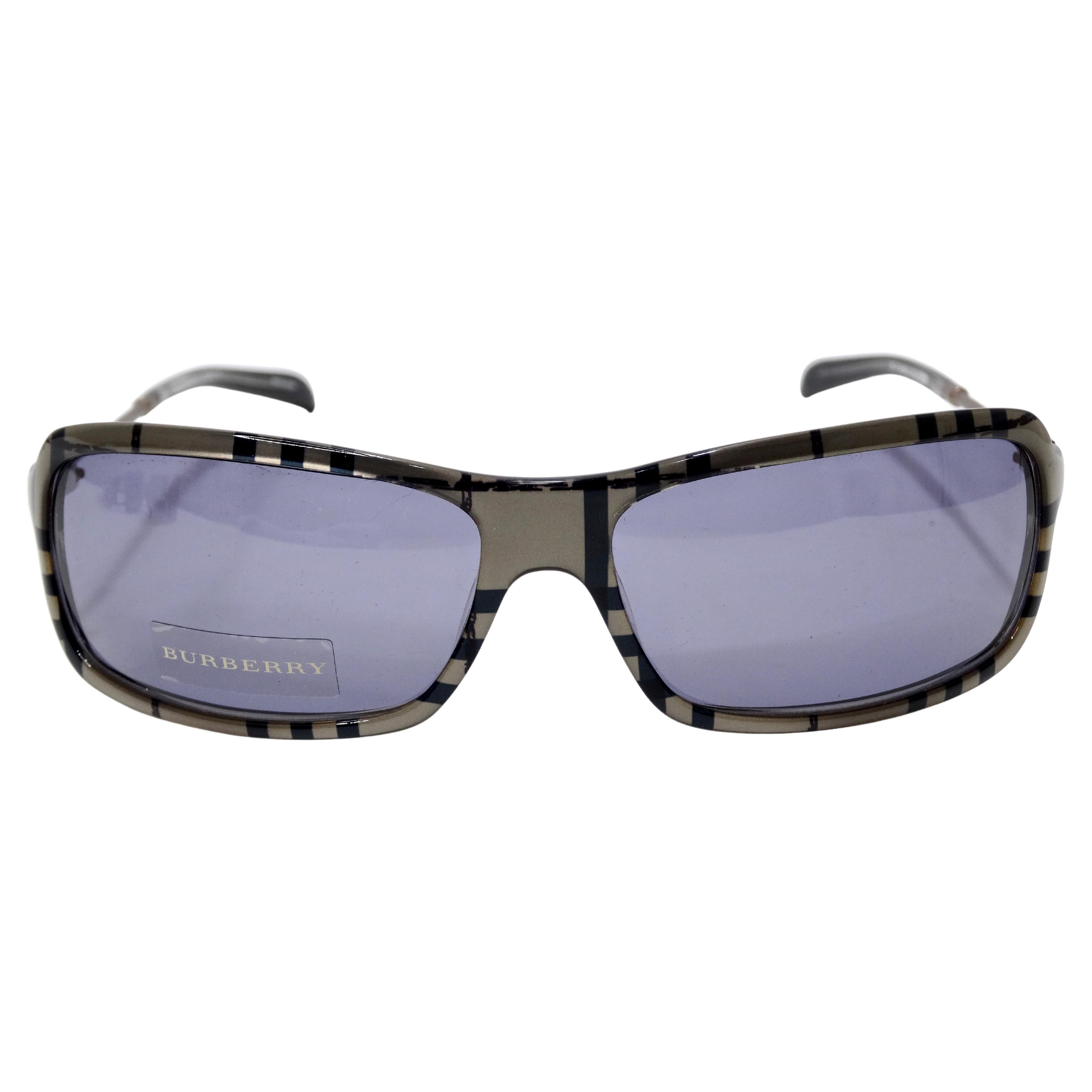 Burberry 1990's Rectangle Patterned Sunglasses For Sale