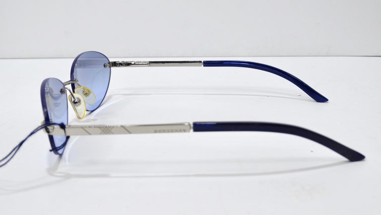 Burberry 1990's Rimless Oval Sunglasses For Sale 1