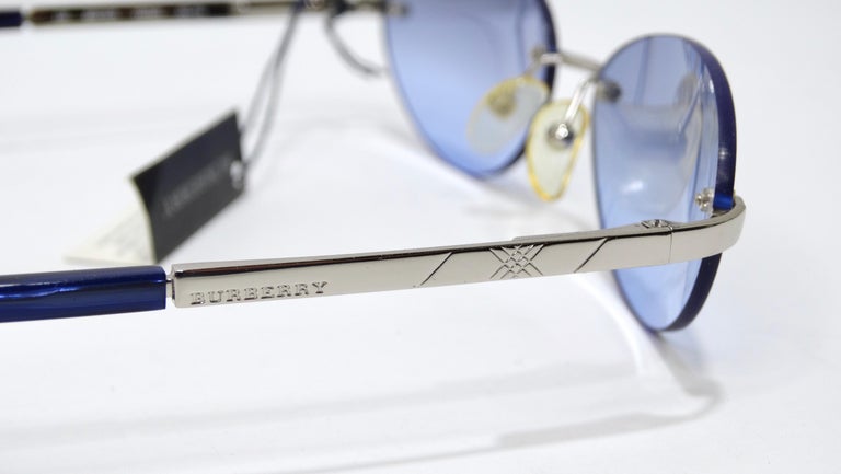 Burberry 1990's Rimless Oval Sunglasses For Sale at 1stDibs