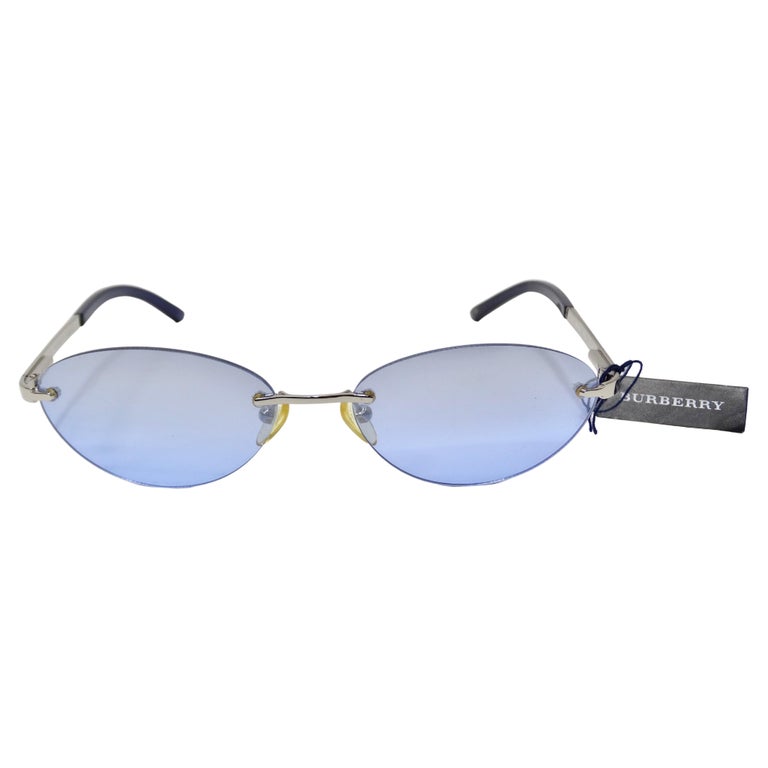 Burberry 1990's Rimless Oval Sunglasses For Sale