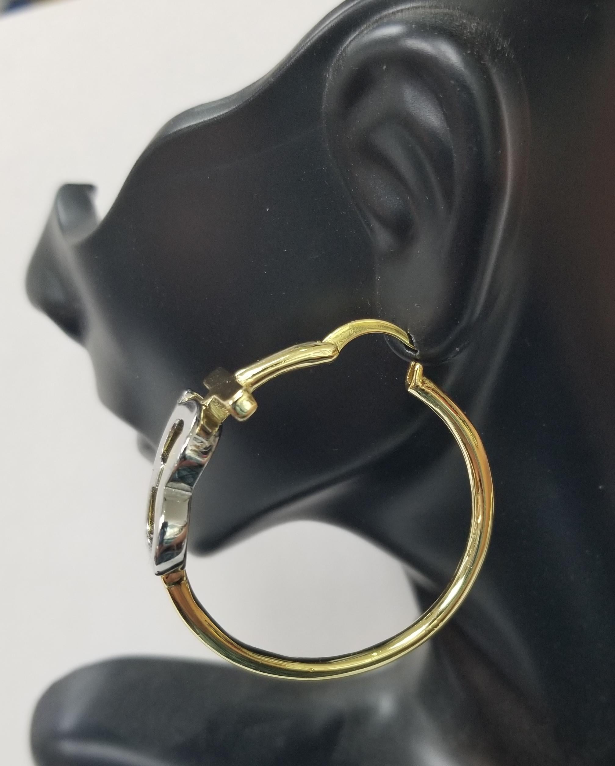 Women's or Men's Burberry 2 tone Logo Large Hoop Earrings
