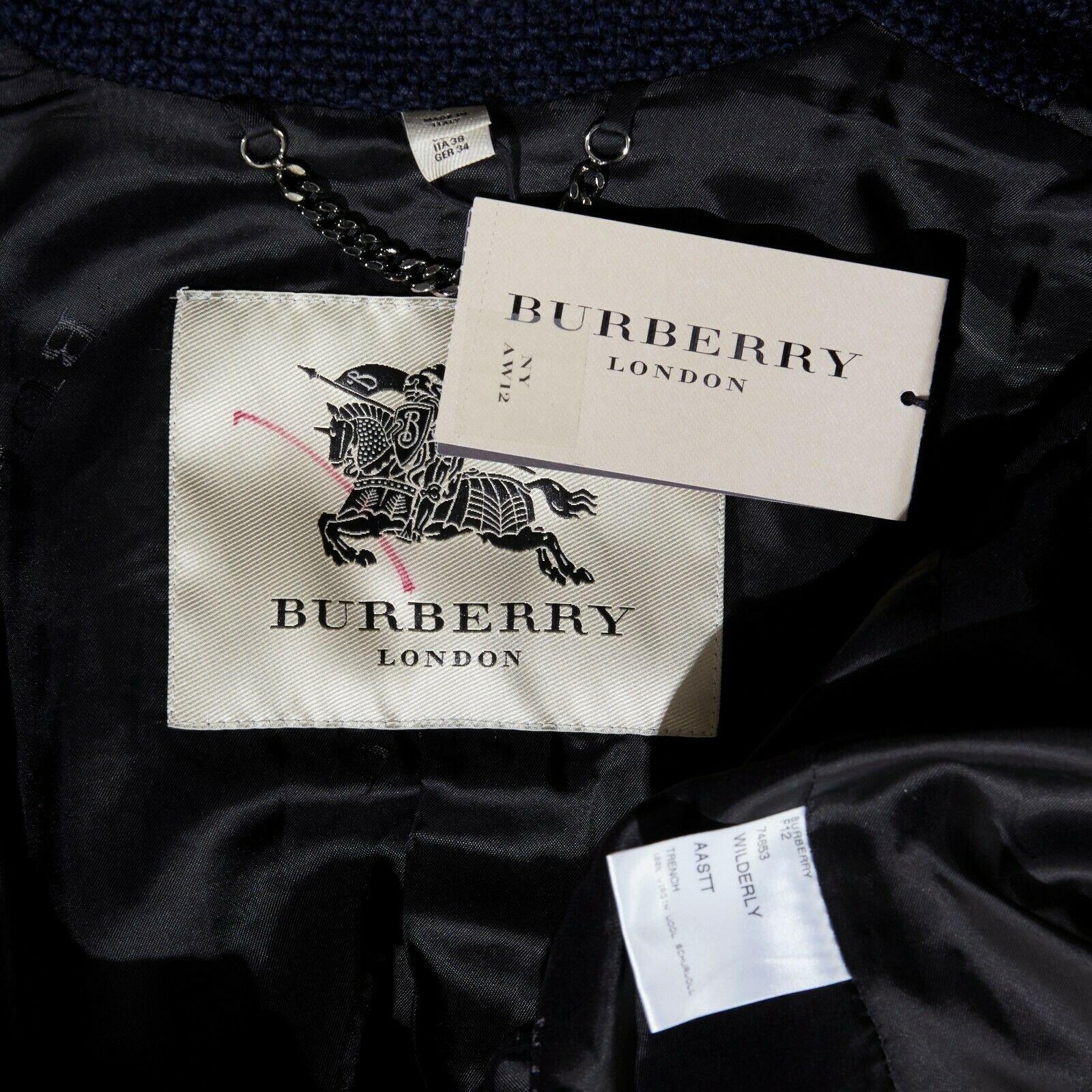 BURBERRY 2012 Wilderly 100% virgin wool cape double breasted trench jacket XS 5