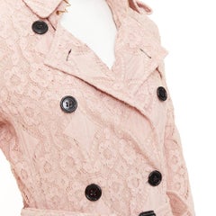 BURBERRY 2016 Kensington pink lace double breasted belted trench jacket coat UK8