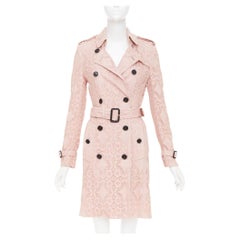 BURBERRY 2016 Kensington pink lace double breasted belted trench jacket coat UK8