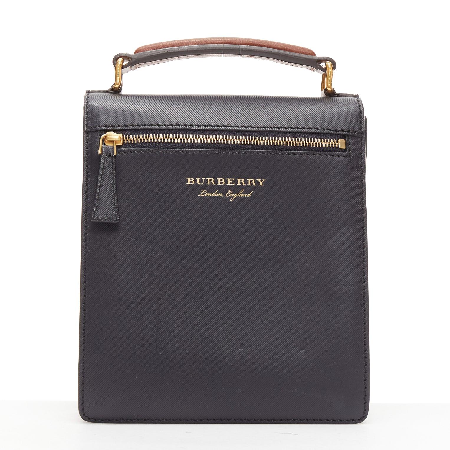 Women's BURBERRY 2017 Runway DK88 black antique gold logo push locket flap crossbody bag