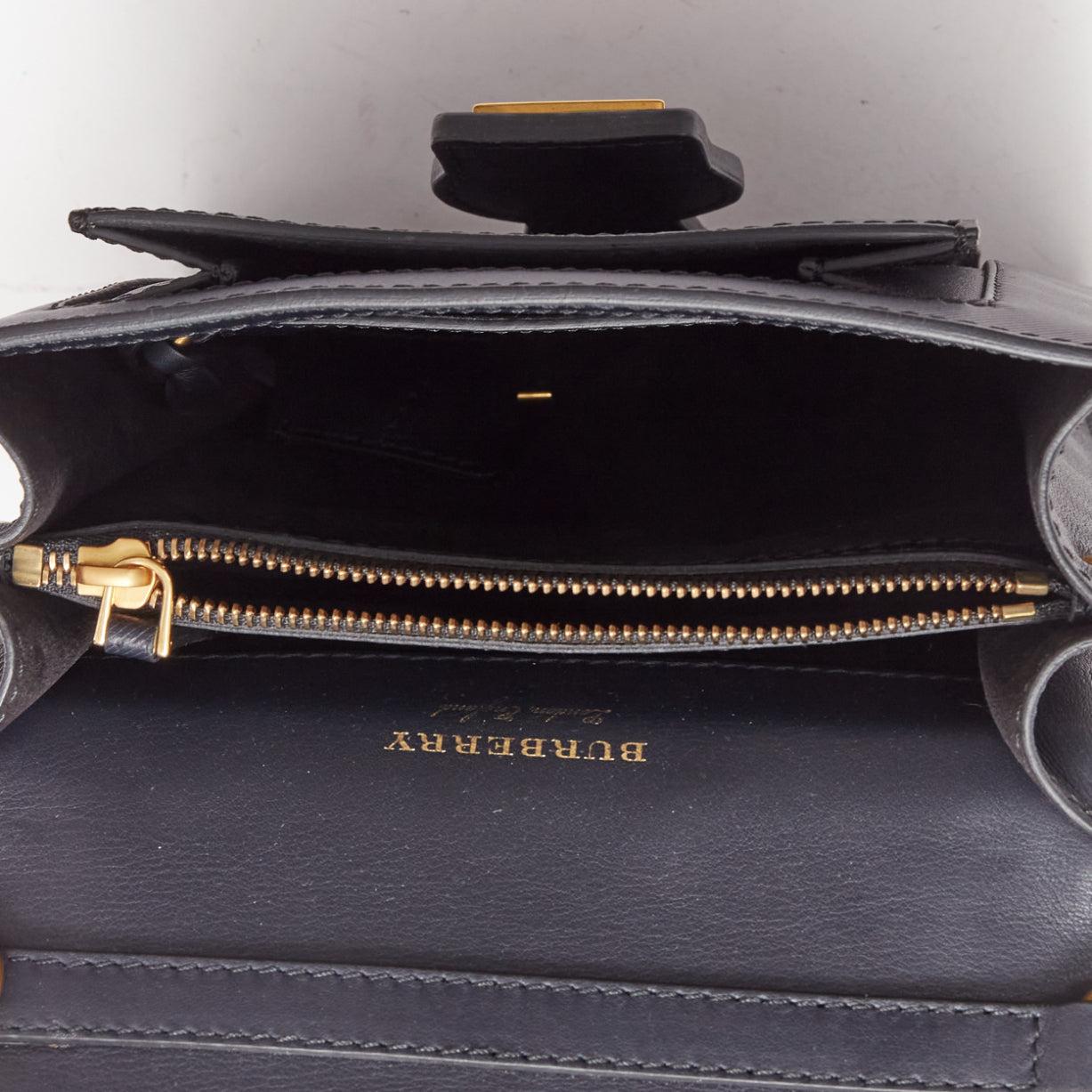 BURBERRY 2017 Runway DK88 black antique gold logo push locket flap crossbody bag 3