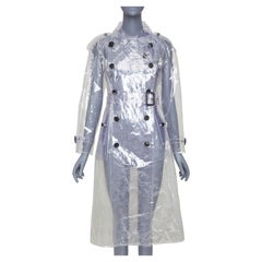 BURBERRY 2018 Runway transparent clear vinyl plastic double breasted trench coat