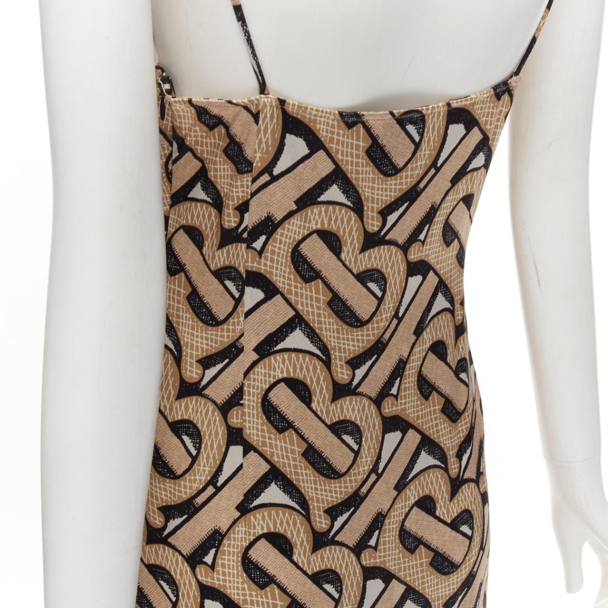 BURBERRY 2020 Riccardo Tisci 100% silk TB Monogram spaghetti slip dress IT38 XS For Sale 4