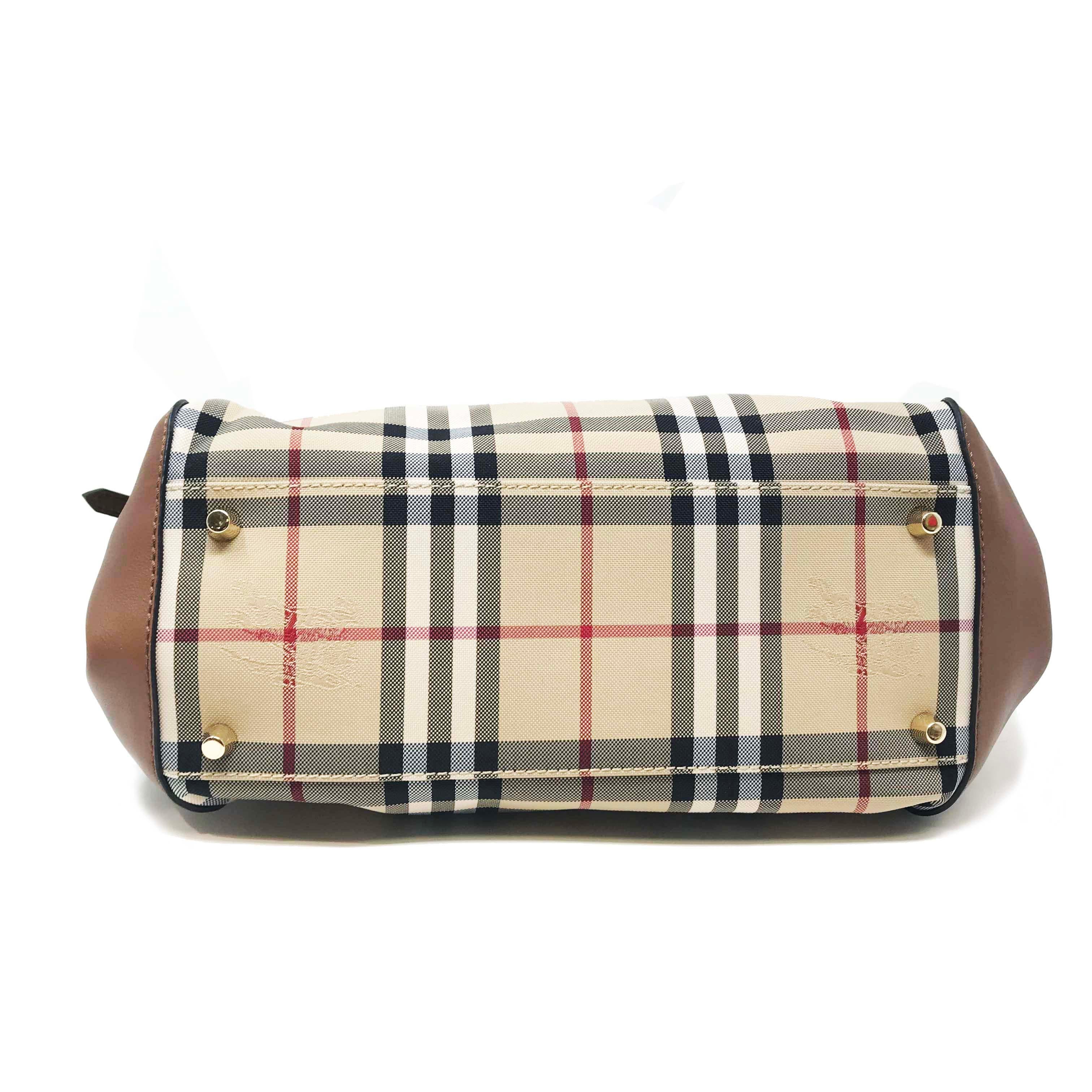 Burberry 39393771 The Small Canter Horseferry Check Tote Honey Tan