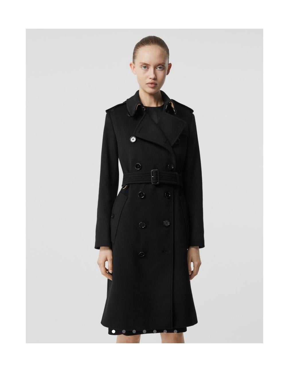 BURBERRY A/W 2019 “Kensington” Black Cashmere Double Breasted Belted Trench Coat 2