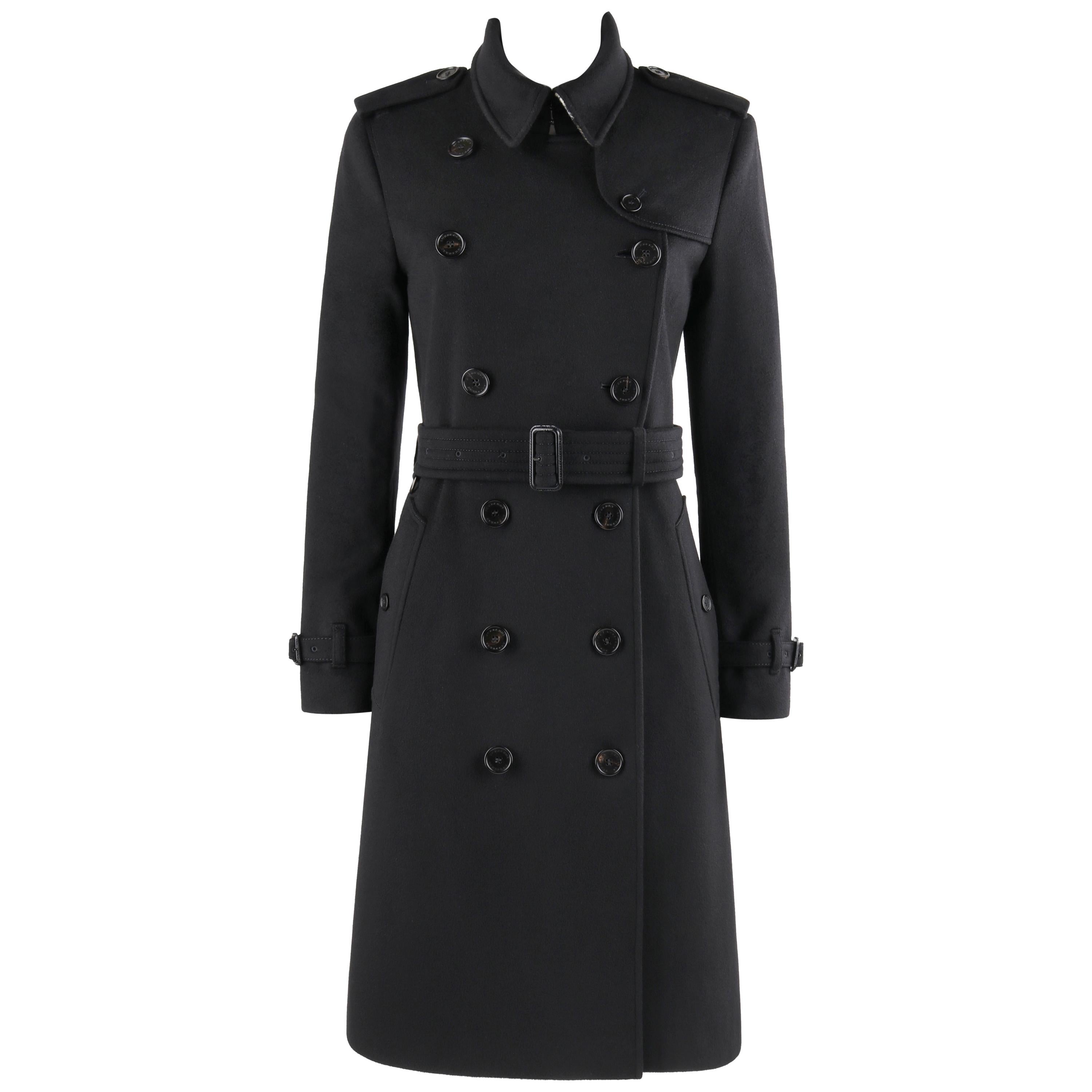BURBERRY A/W 2019 “Kensington” Black Cashmere Double Breasted Belted Trench Coat