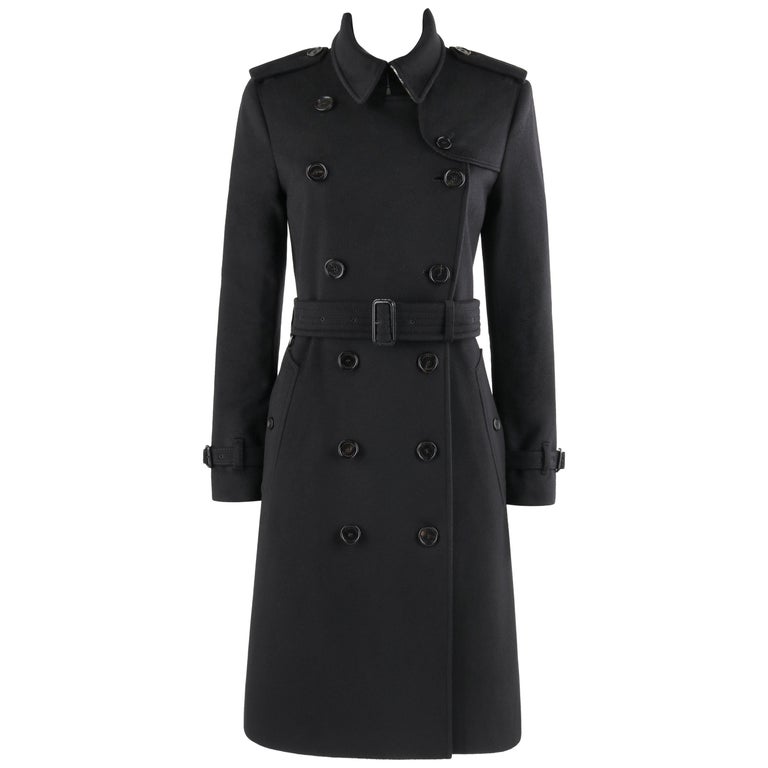 BURBERRY A/W 2019 “Kensington” Black Cashmere Double Breasted Belted ...