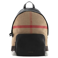 Burberry Abbeydale Backpack House Check Canvas and Leather Medium