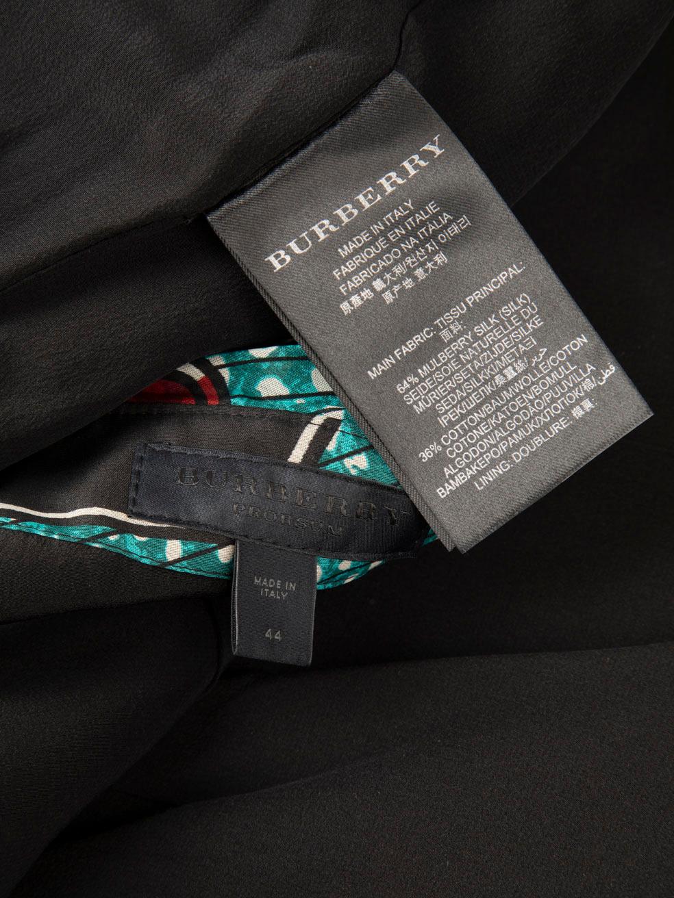 Burberry Abstrakter Midirock aus Seide mit Ruch-Details Größe L Damen