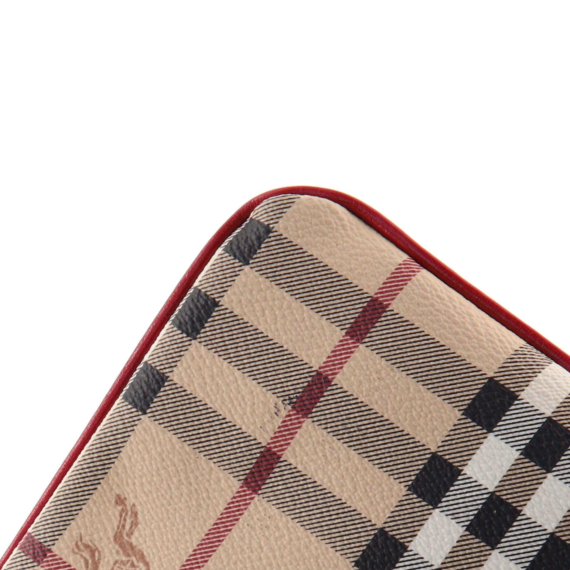 Women's or Men's Burberry Adeline Fold Over Wristlet Clutch Haymarket Coated Canvas and L
