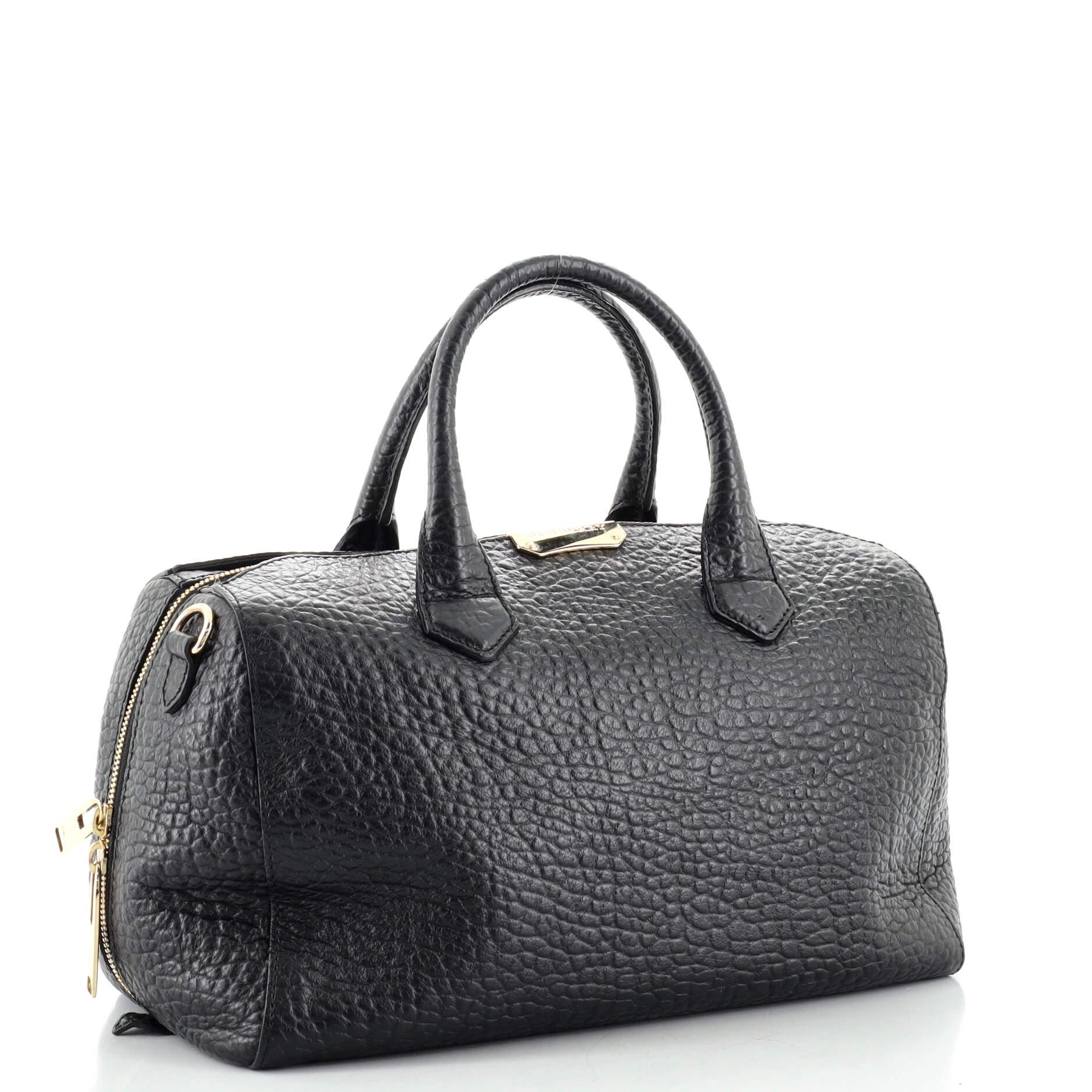 Burberry Alchester Bowlingtasche Heritage Genarbtes Leder Medium (Schwarz)