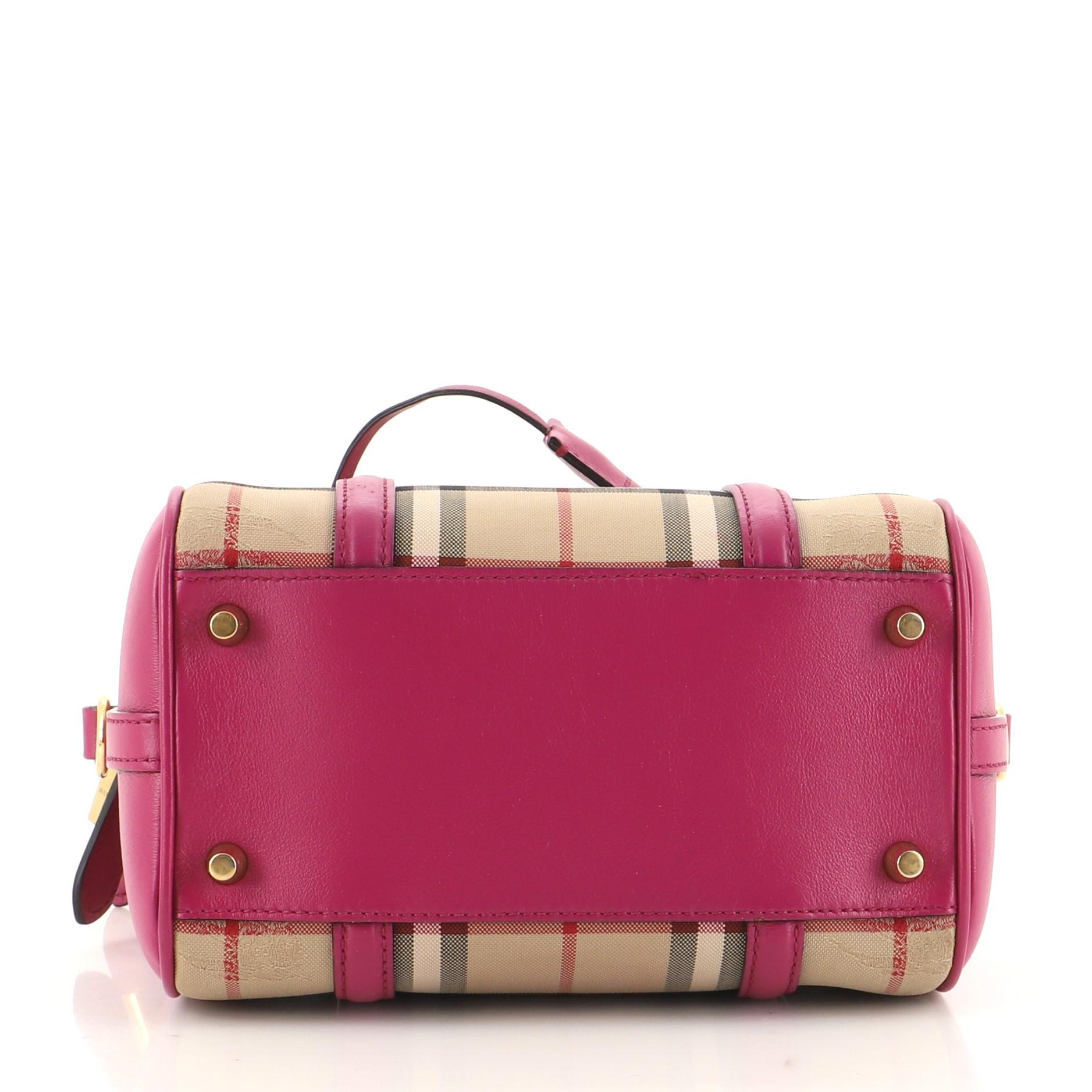 Pink Burberry Alchester Convertible Satchel Horseferry Check Canvas Small