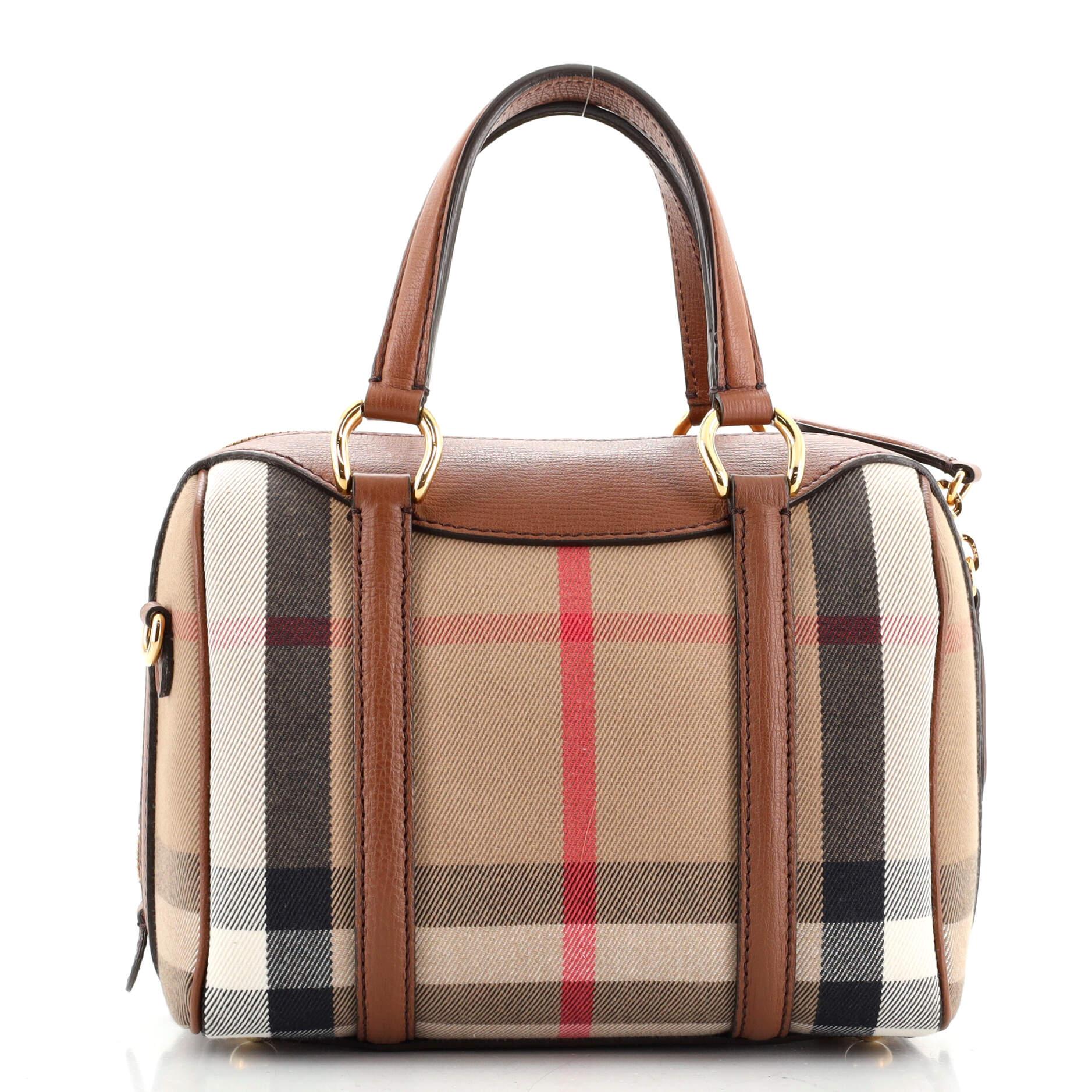 Burberry Alchester Convertible Satchel House Check Canvas Small In Good Condition In NY, NY