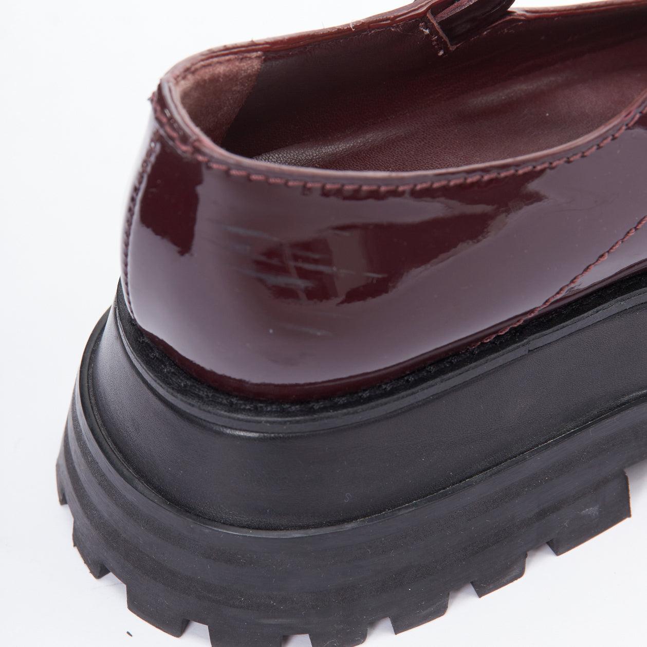 Burberry Aldwych Star in vernice bordeaux, scarpe maryjane con plateau EU36 in vendita 6