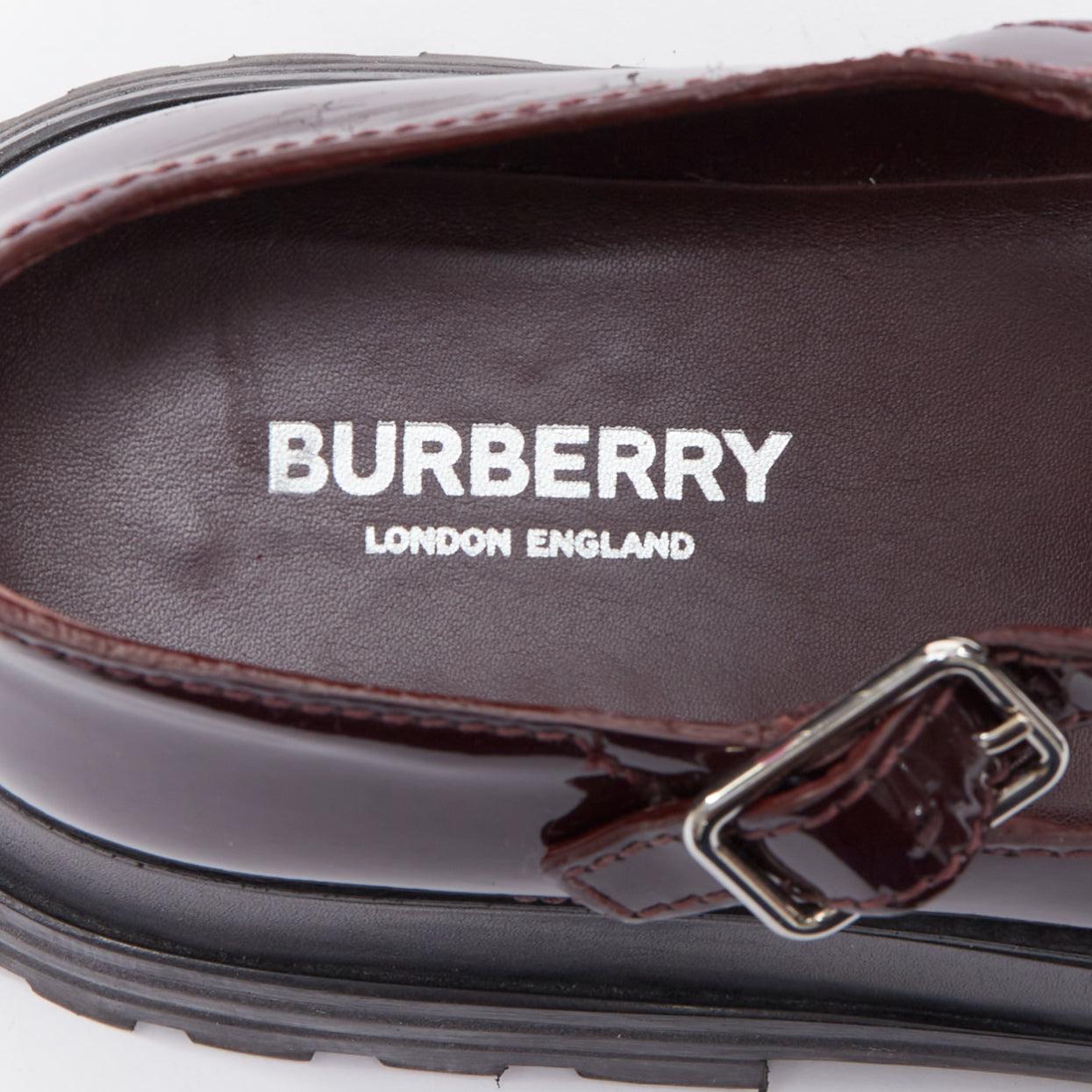 Burberry Aldwych Star in vernice bordeaux, scarpe maryjane con plateau EU36 in vendita 7