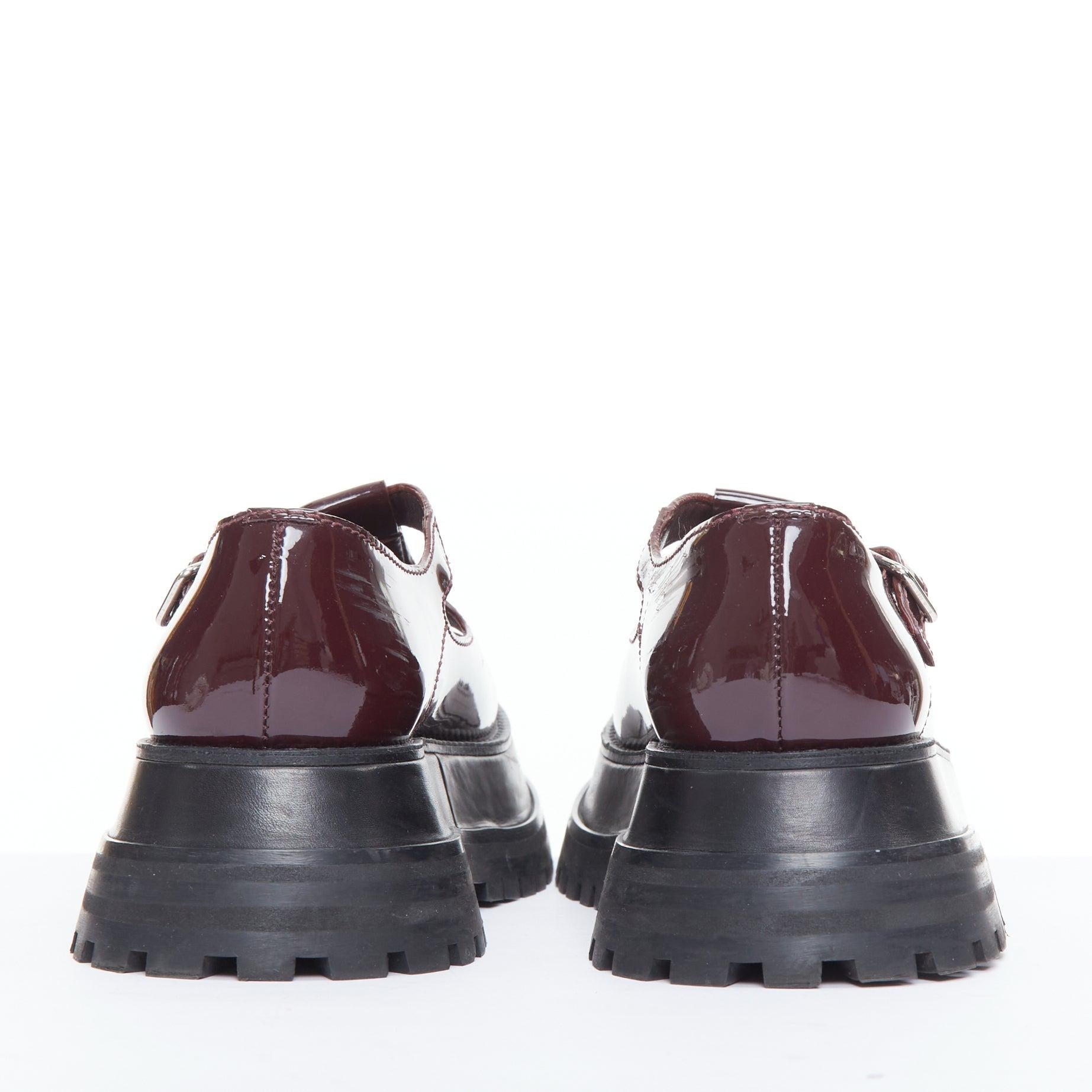 Donna Burberry Aldwych Star in vernice bordeaux, scarpe maryjane con plateau EU36 in vendita