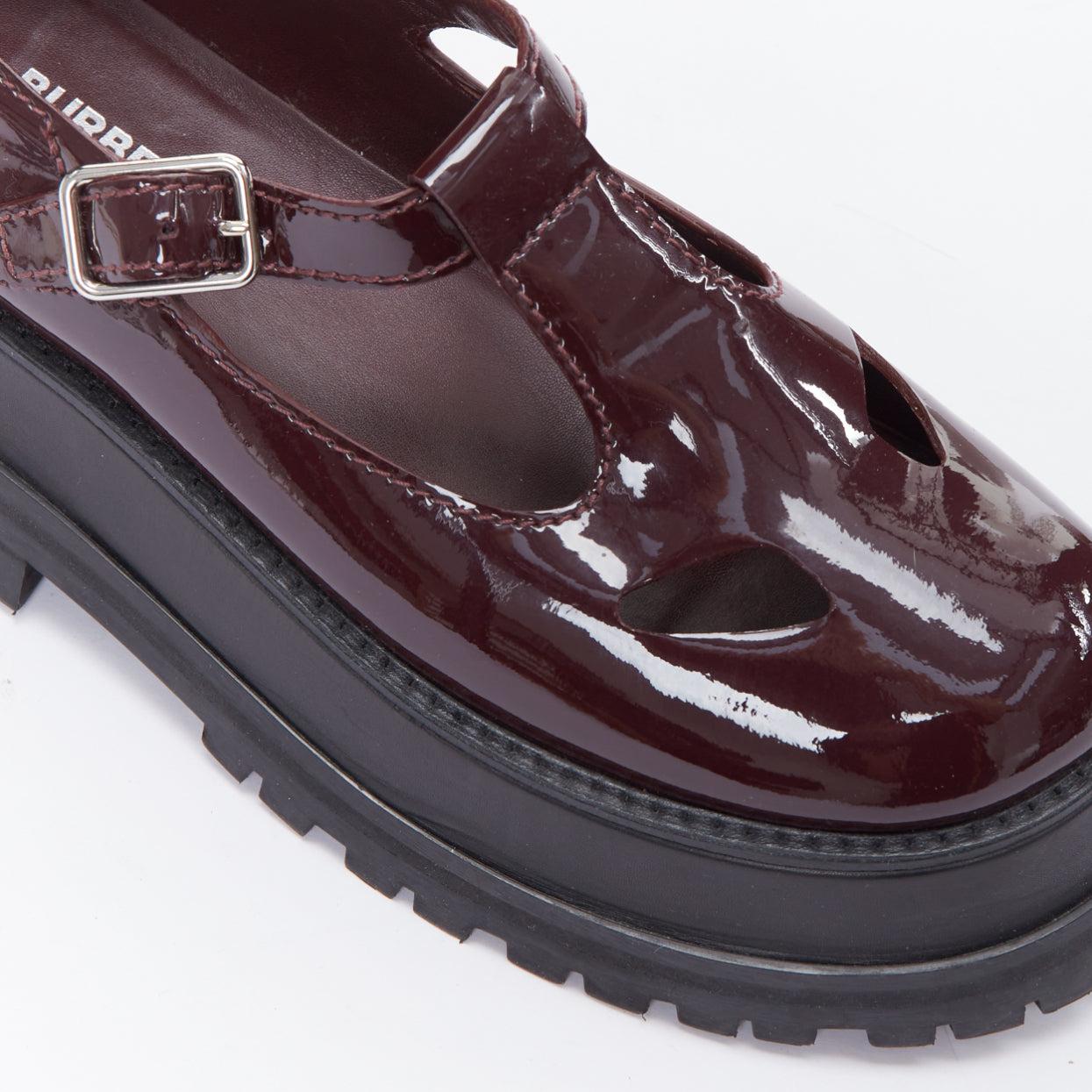 Burberry Aldwych Star in vernice bordeaux, scarpe maryjane con plateau EU36 in vendita 2