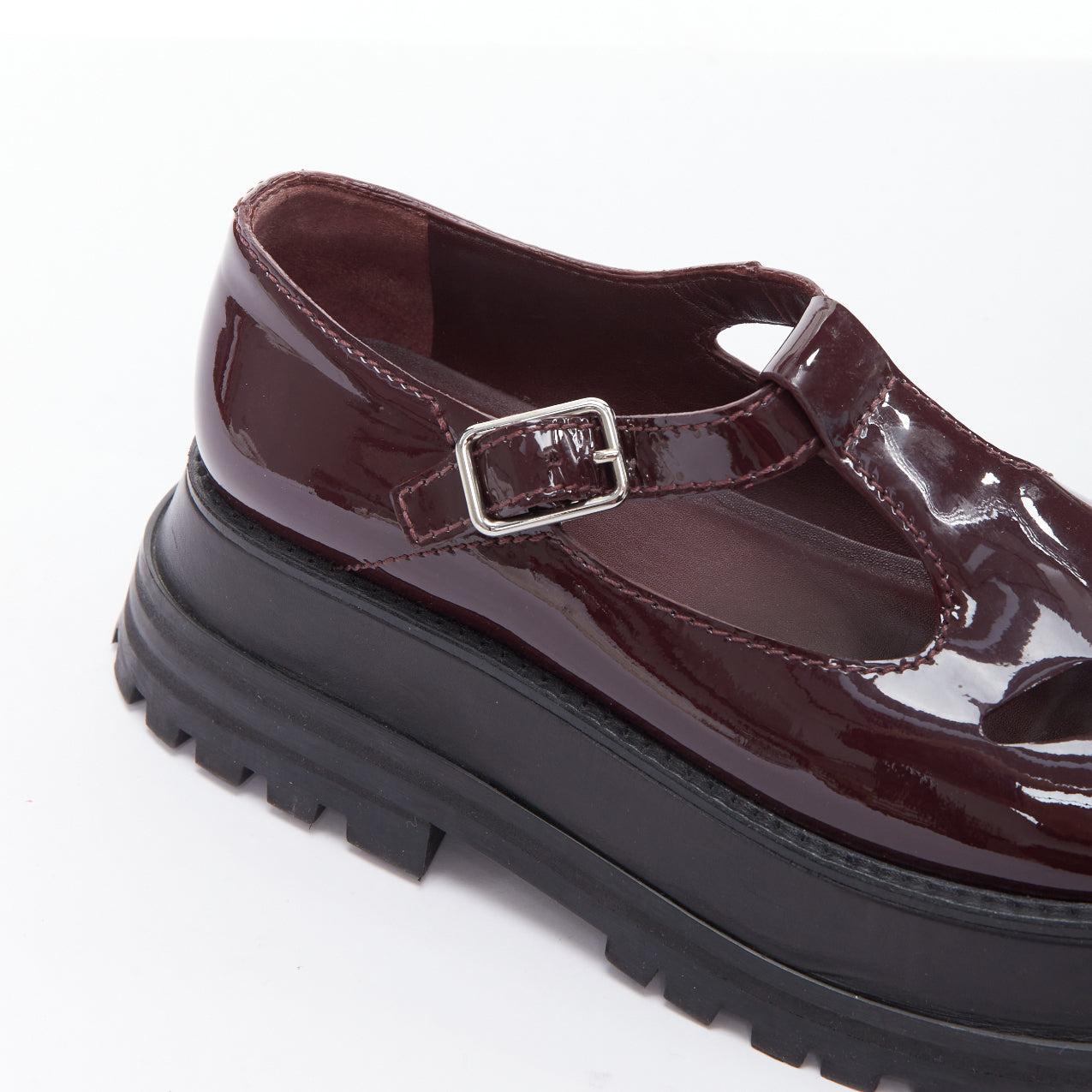 Burberry Aldwych Star in vernice bordeaux, scarpe maryjane con plateau EU36 in vendita 3