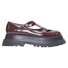 BURBERRY Aldwych Star burgundy patent maryjane platform shoes EU36