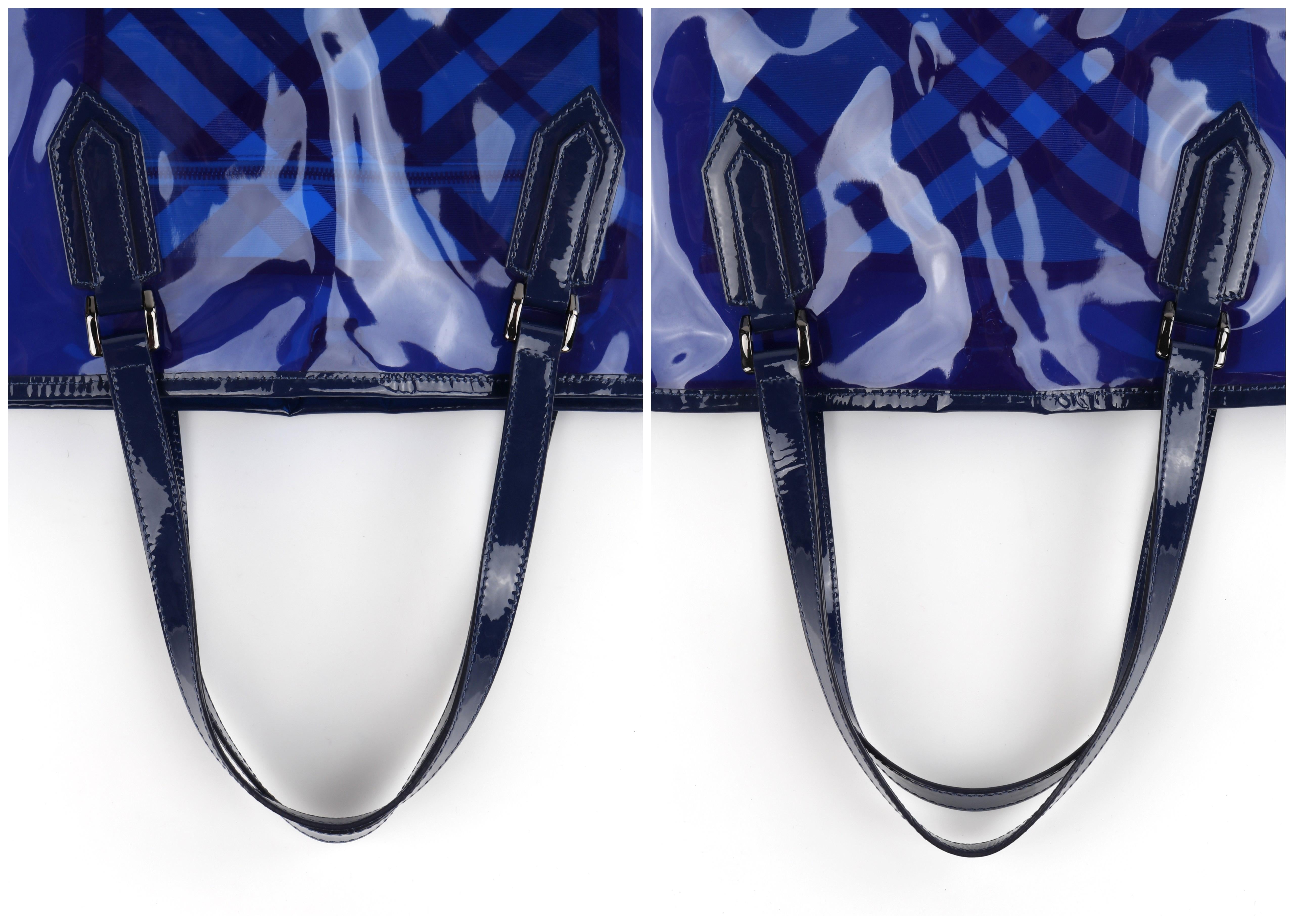 BURBERRY “All Over Perspex” Jet Blue Transparent PVC Tote Bag + Pouch 3