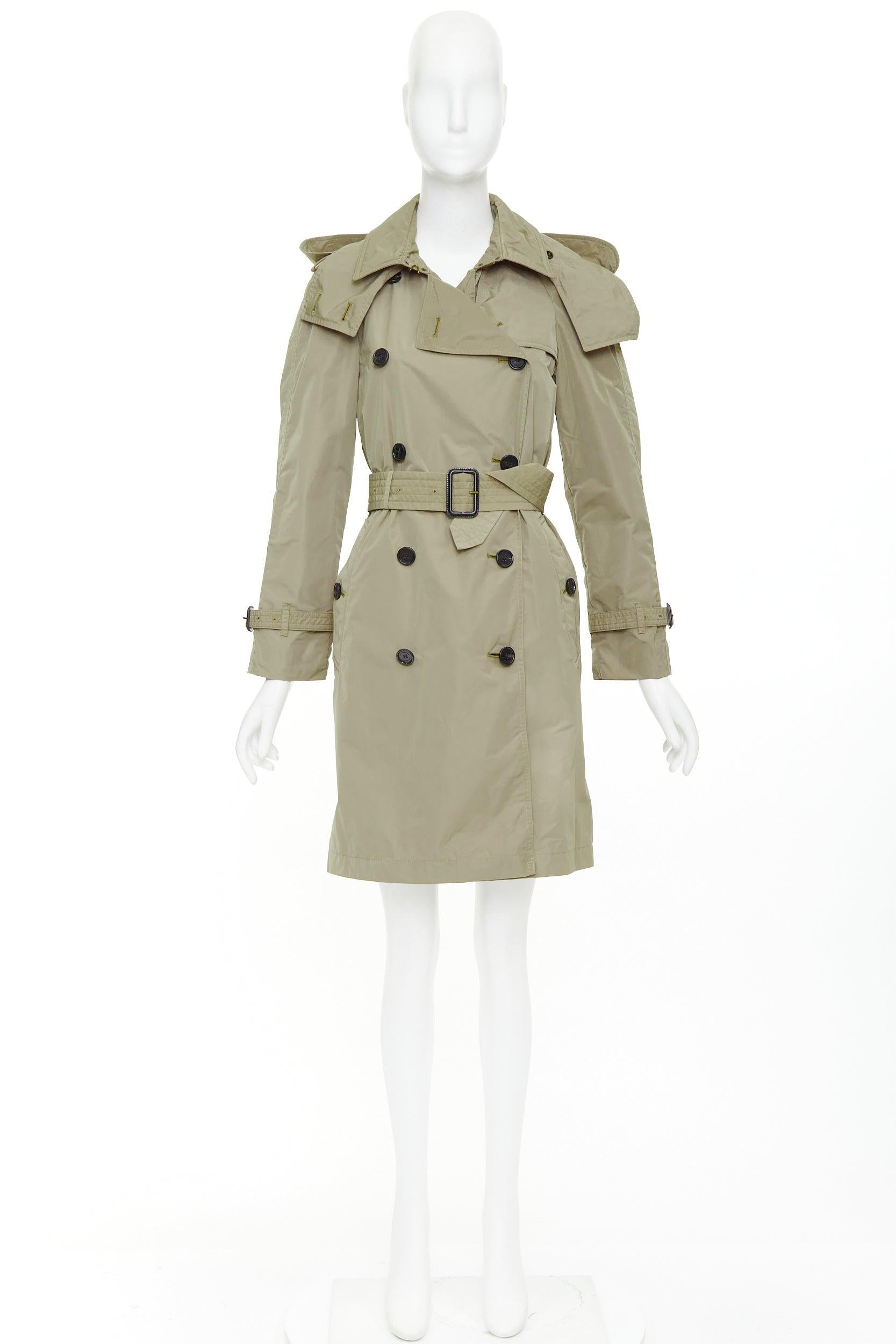 BURBERRY Gabardina Amberford de nailon con tafetán House Check forrada con capucha IT38 XS en venta 5