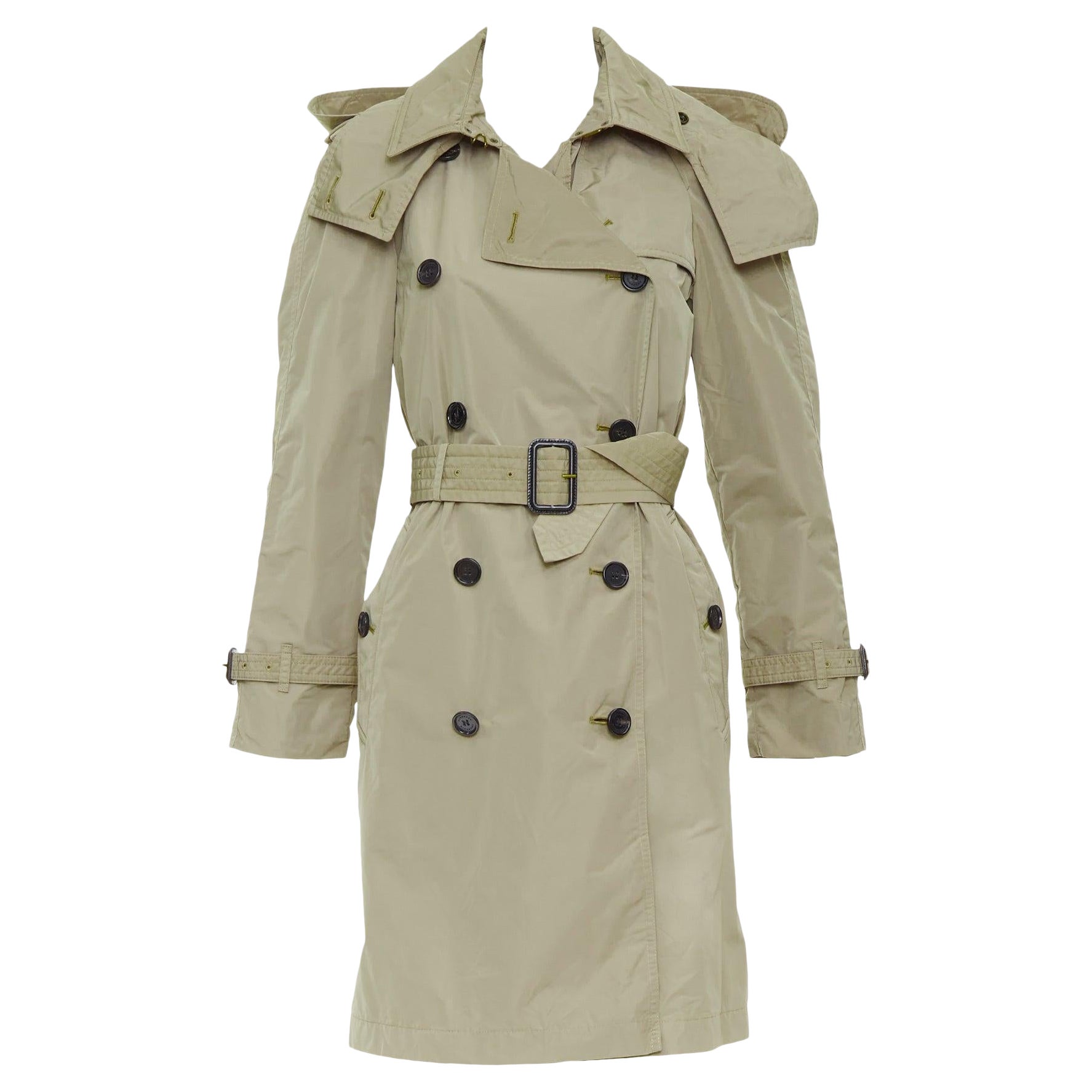 Burberry Trench à capuche doublé de carreaux en nylon Amberford House Check IT38 XS
