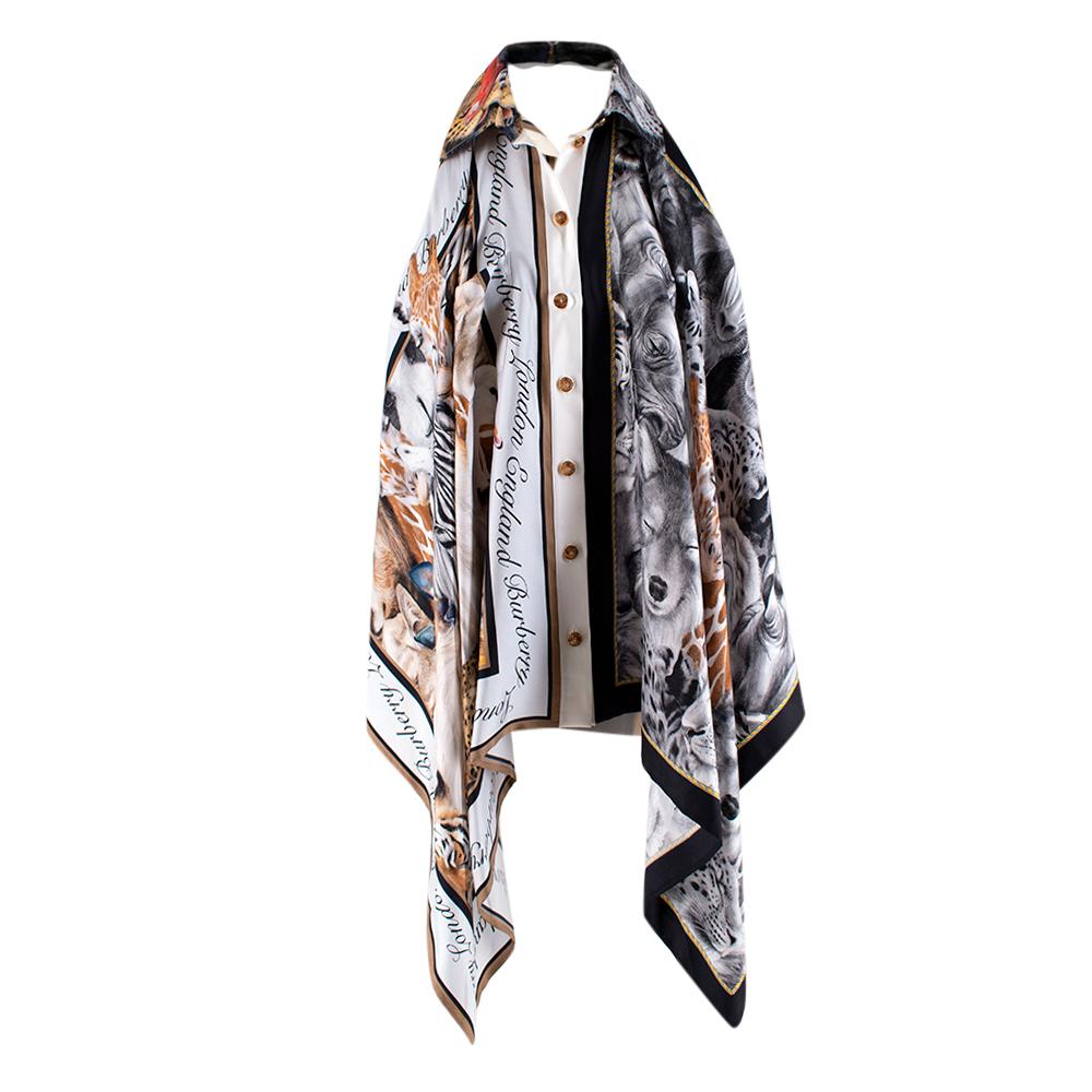 Gray  Burberry Animalia Print Scarf Panel Bodysuit - Size XS