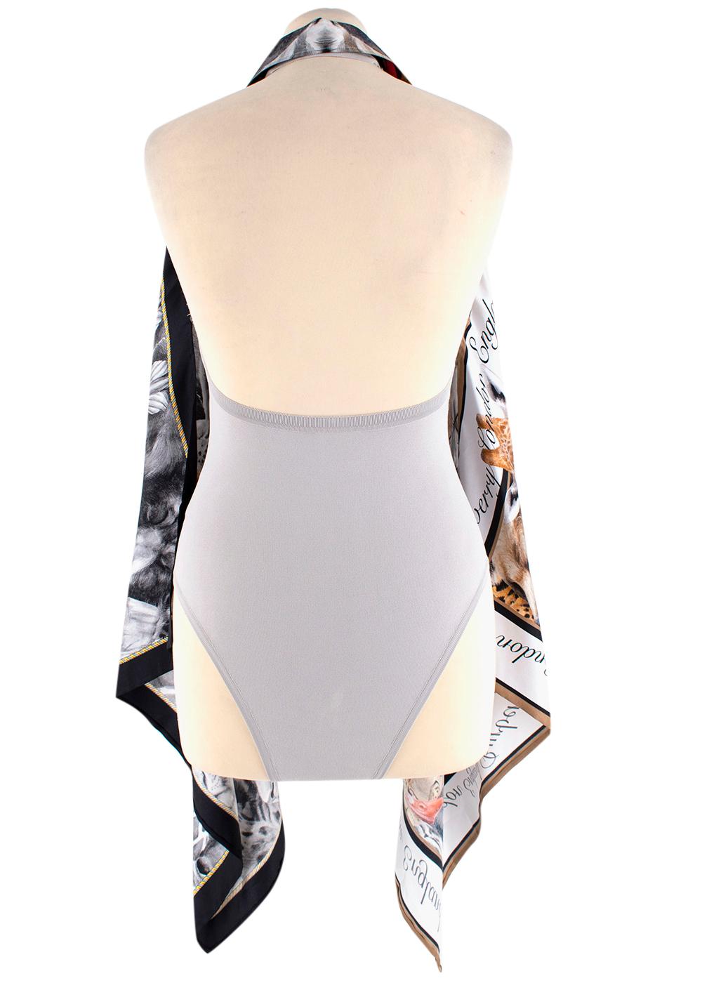 Burberry Animalia Bodysuit mit Schalmuster und Schalbesatz - Größe XS im Zustand „Neu“ in London, GB