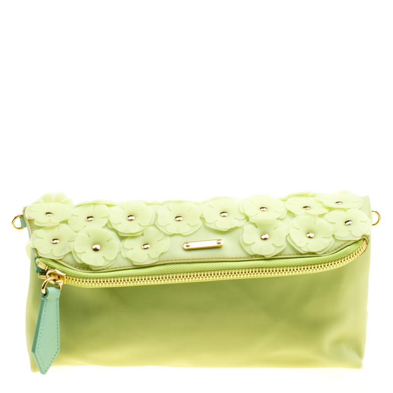 Burberry Apple Green PVC Petal in Flowers Clutch