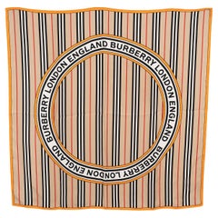 BURBERRY Archieve Beige silk ICON STRIPE LOGO 90 Scarf
